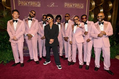 Bruno Mars and The Hooligans arrive at The Pinky Ring at Bellagio Resort & Casino.