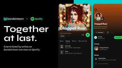 Bandsintown event listings are now directly integrated into Spotify to boost live music discovery.