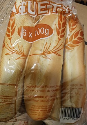 Mise à jour - Présence possible de particules métalliques dans du pain baguette préparé et vendu par l'entreprise Marché Kohinoor