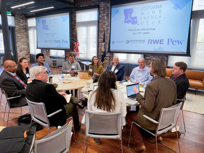 A breakout group of offshore wind stakeholders meet Jan. 17 during Louisiana Wind Energy Week in Baton Rouge. Credit: The Pew Charitable Trusts