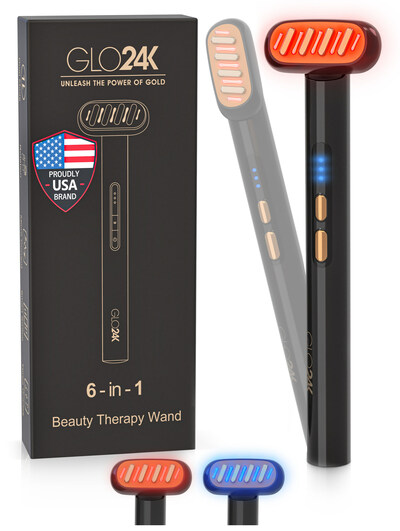 GLO24K 6-IN-1 Beauty LED Therapy Wand