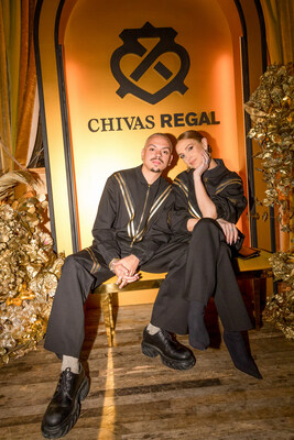 On Tuesday, February 13th, power couple Ashlee Simpson and Evan Ross wrapped NYFW at the Chivas Regal Golden Hour Soiree at The Hotel Chelsea in NYC, wearing luxe matching tailored tracksuits designed by couture brand Falguni Shane Peacock in collaboration with the iconic luxury blended Scotch whisky.