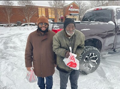 Daughters of Zion staff taking the homeless in the 2024 snow storm to lunch to Applebees