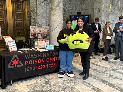 Washington Poison Center Junior Ambassador Aarav Pillay with Representative Kristine Reeves