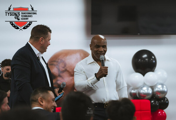 Mike Tyson and Daniel Puder at Tyson's Transformational Technologies Academy Grand Opening and Ribbon Cutting in Phoenix, AZ.