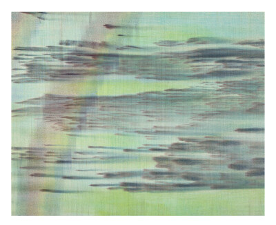On view at the Bechtler Museum of Modern Art from February 17 through June 2, 2024. Hildur Ásgeirsdóttir Jónsson, Double Rainbow #1, 2022, Silk thread and dyes, 26 x 34 inches. Courtesy of the artist and Abattoir Gallery, Cleveland. Framed. Photo by Tim Safranek.