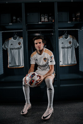 LA Galaxy Midfielder Riqui Puig sports the club's  2024 jersey unveiled by Herbalife and the LA Galaxy on February 16th. Herbalife has sponsored the Galaxy's jersey for 17 consecutive seasons, the longest-running jersey sponsorship in MLS history.