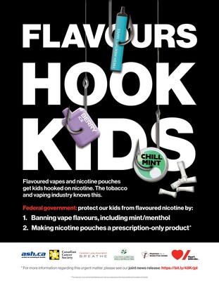 Ad published by health groups to draw attention to the need to protect kids against tobacco addition (CNW Group/Quebec Coalition for Tobacco Control)