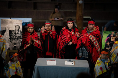 Sts'ailes held a Traditional Ceremony to recognize, celebrate and honour its jurisdiction over child and family services for its Xwelmexw te Sts'ailes (Sts'ailes people). (CNW Group/Sts'ailes)