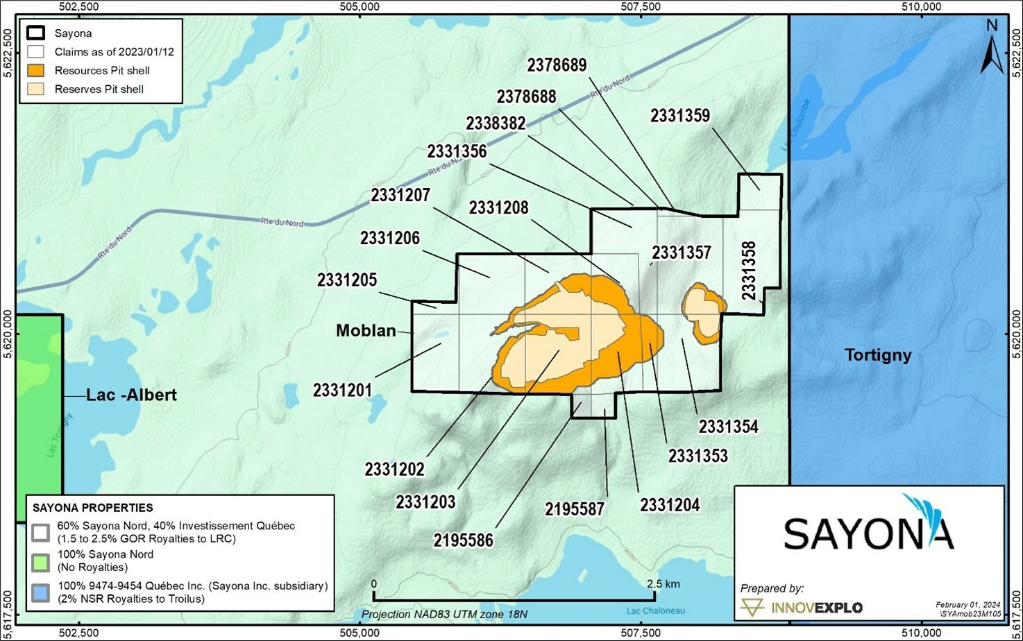 Figure 2 – Moblan Claim Map (CNW Group/SAYONA) Figure 2 – Moblan Claim Map (CNW Group/SAYONA)