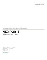 NEXPOINT RESIDENTIAL TRUST, INC. REPORTS FOURTH QUARTER AND FULL YEAR 2023 RESULTS