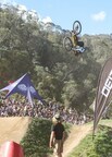 Monster Army's Dane Folpp Wins Best Trick Trophy in Deity Best Whip Wars at the Cannonball Mountain Bike Festival at Thredbo Resort, Australia