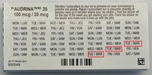 Avis public - Pilules contraceptives Audrina 28 : dans certains lots, les autocollants indiquant le jour de la semaine présentent une erreur d'impression qui pourrait entraîner une confusion au niveau du dosage