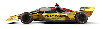 INDYCAR driver Sting Ray Robb's #41 car wrapped in the Pray.com logo