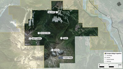 Figure 1: Mineralized showings within the Knauss Creek Property. (CNW Group/Prospect Ridge Resources Corp.)