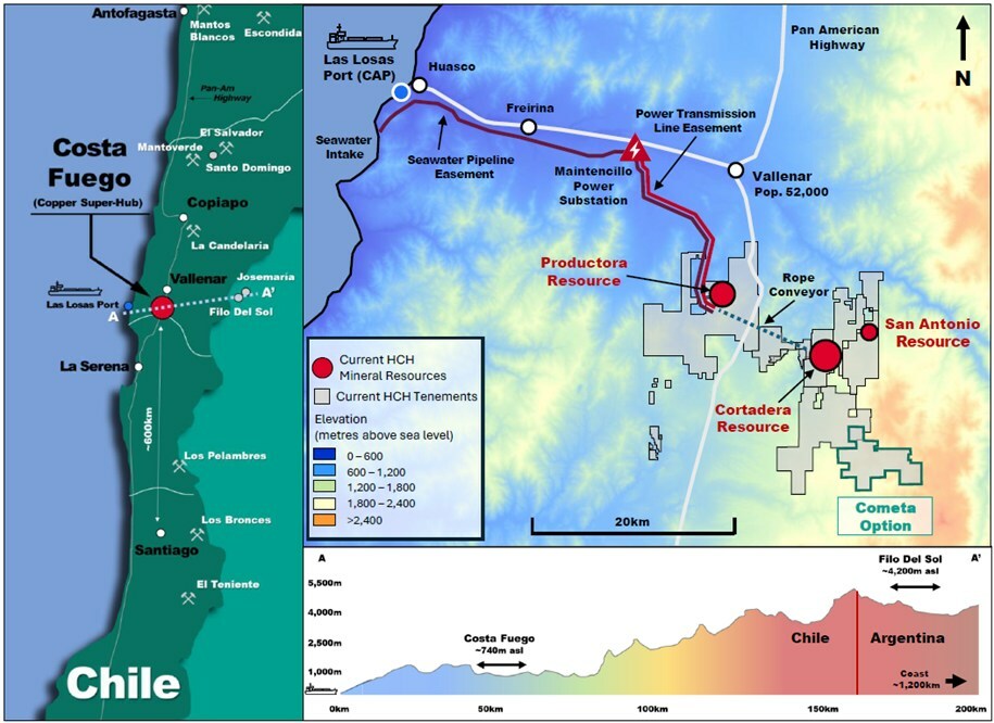 Figure 1. Location of the Cometa Project in relation to Costa Fuego (CNW Group/Hot Chili Limited) Figure 1. Location of the Cometa Project in relation to Costa Fuego (CNW Group/Hot Chili Limited)