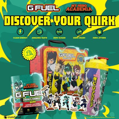 G FUEL Quirk, inspired by "My Hero Academia," is available now for pre-order at GFUEL.com.