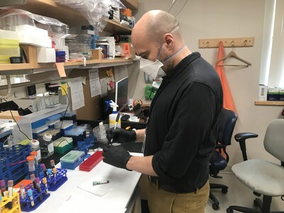 Consortium member and PolyBio Co-Founder Dr. Michael VanElzakker of Harvard University analyzing platelet blood cells from LongCOVID patients