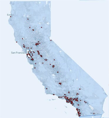 Healthcare2U's clinic partner locations in California.