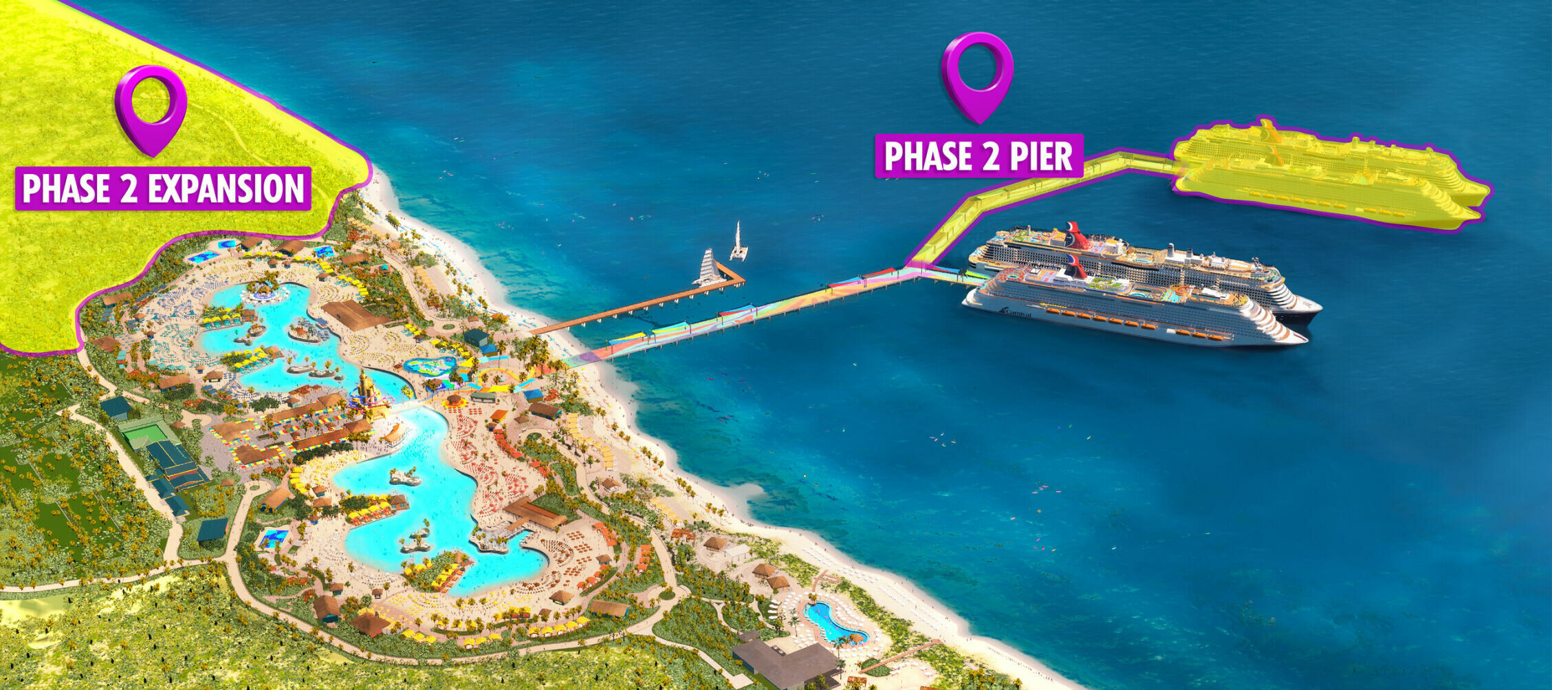 Carnival Corporation Announces New Pier Extension for Celebration Key in The Bahamas  (Image at LateCruiseNews.com - February 2024)