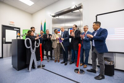 President & CEO of Jubilant HollisterStier celebrates third manufacturing line ribbon cutting with the Consulate General of India Mr. Prakash Gupta, representatives from the United States Department of Health and Human Services, members of the Spokane City Council.