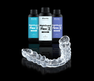 The new NightGuard Flex 2 and NightGuard Firm 2 resins for 3D printing night guards as part of the SprintRay ecosystem.