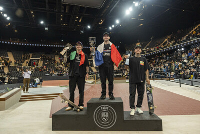 Monster Energy’s Aurelien Giraud Takes First Place and Nyjah Huston Lands in Third Place in Men’s Skateboard Street at SLS Paris 2024