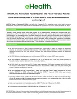 eHealth, Inc. Announces Fourth Quarter and Fiscal Year 2023 Results
