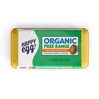 Happy Egg Co.'s Organic Free Range 18-count pack is ideal for large families. Inside every shell, you'll find rich golden yolks that look and taste incredible.