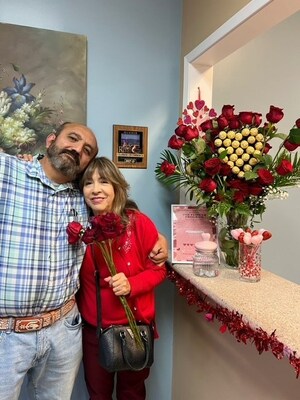 Patients at the Riverside office share smiles of satisfaction after receiving roses during their dental visit.