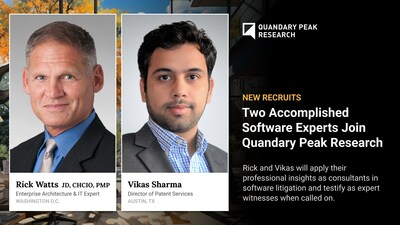 Rick and Vikas will apply their professional insights as consultants in software litigation and provide expert witness testimony.