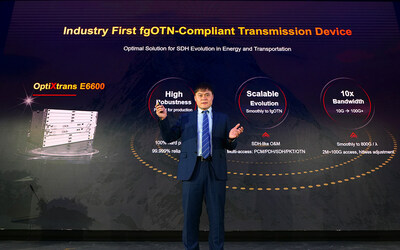 Huawei lança primeiro produto de transmissão ótica compatível com fgOTN da indústria (PRNewsfoto/Huawei)
