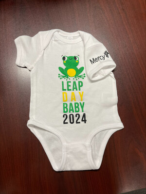Mercy's onesie for leap day babies