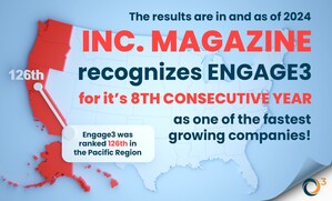 Engage3 Recognized in Inc. Magazine's List of Fastest Growing Companies for 8th Year in a Row; Elevates Bryan Courtney-Bennett to Chief Growth Officer