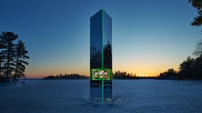 The scene in the middle of Nowhere, Ontario as mysterious monolith reveals newly launched HAVOC snacks, this Leap Day. (CNW Group/HAVOC Snacks)