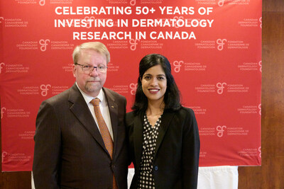 From left to right: Dr. Gordon Searles (former CDF President) and Dr. Tashmeeta Ahad (CNW Group/CeraVe Canada)