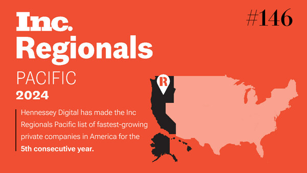 Digital marketing agency Hennessey Digital lands on the Inc. Regionals list of fastest-growing companies for fifth straight year.