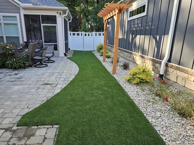 Residential artificial turf installation by Carolina Turf Systems in Charlotte, NC.