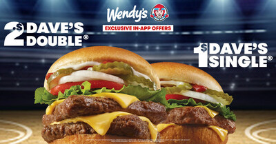 Basketball fans can get a <money>$1</money> Dave’s Single and a <money>$2</money> Dave’s Double in the Wendy’s app all March Madness long to fuel their college basketball fandom.