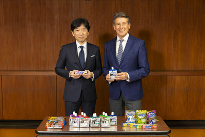 Hideki Matsunaga, Director and Senior Executive Officer of Morinaga, and Sebastian Coe, President of World Athletics