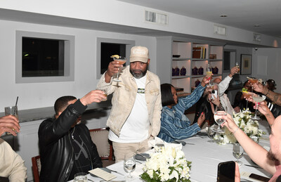 HOUSTON, TEXAS - FEBRUARY 29: Bun B and guests toast at Crown Royal and Bun B's Hats Off to Houston event on February 29, 2024 in Houston, Texas. (Photo by Marcus Ingram/Getty Images for Crown Royal)