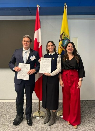 Figure 1 – Photos of the Condor Project Investment Agreement Signing Ceremony at the Prospectors and Developers Association of Canada (PDAC) conference in Toronto, Canada on March 4, 2024 (CNW Group/Adventus Mining Corporation)
