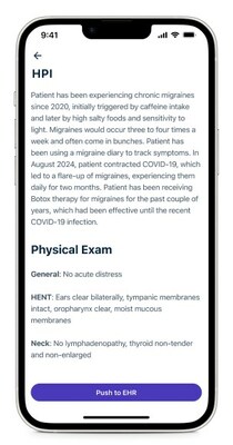 Ambience mobile app displaying patient documentation