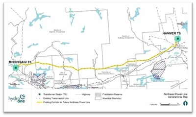 Map of Northeast Power Line route (CNW Group/Hydro One Limited)