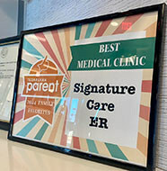 Best Medical Clinic award given to SignatureCare Emergency Center, Texarkana, TX by Texarkana Parent magazine