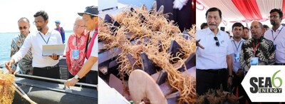 Shrikumar Suryanarayan, Chairman, and Nelson Vadassery, CEO of Sea6 Energy demonstrate operations of the Company’s large-scale mechanized Seaweed Farm