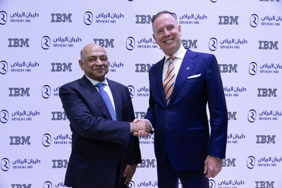 Arvind Krishna, Chairman and CEO, IBM and Tony Douglas, CEO, Riyadh Air at LEAP 2024.