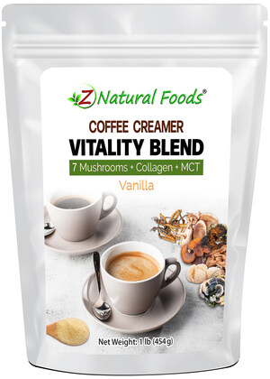 Rediscover Wellness with Z Natural Foods' Vanilla Vitality Blend Coffee Creamer, Enriched with 7 Mushrooms, Collagen, and MCT Oil