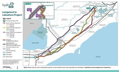 Map of study area for the Longwood to Lakeshore project (CNW Group/Hydro One Inc.)