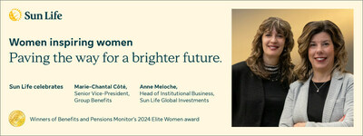 Congratulations to Marie-Chantal Côté, Senior Vice-President, Group Benefits, and Anne Meloche, Head of Institutional Business, Sun Life Global Investments on being named Benefits and Pensions Monitor’s 2024 Elite Women. (CNW Group/Sun Life Financial Inc.)